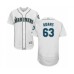 Men's Seattle Mariners #63 Austin Adams White Home Flex Base Authentic Collection Baseball Player Stitched Jersey