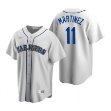 Men's Nike Seattle Mariners #11 Edgar Martinez White Cooperstown Collection Home Stitched Baseball Jersey