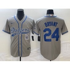 Men's Los Angeles Dodgers #24 Kobe Bryant Grey Cool Base Stitched Baseball Jersey