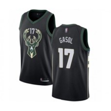 Men's Milwaukee Bucks #17 Pau Gasol Authentic Black Basketball Jersey - Statement Edition