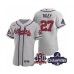 Men's Atlanta Braves #27 Austin Riley 2021 Gray World Series Champions With 150th Anniversary Flex Base Stitched Jersey