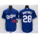 Men's Los Angeles Dodgers #28 JD Martinez Number Blue Stitched Cool Base Nike Jersey