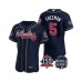 Men's Atlanta Braves #5 Freddie Freeman 2021 Navy World Series Flex Base With 150th Anniversary Patch Baseball Stitched Jersey