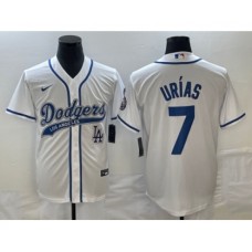 Men's Los Angeles Dodgers #7 Julio Urias Whiteh Cool Base Stitched Baseball Jersey