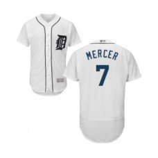 Men's Detroit Tigers #7 Jordy Mercer White Home Flex Base Authentic Collection Baseball Jersey