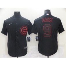 Men's Chicago Cubs #9 Javier Baez Authentic Black Shadow Stitched Jersey