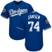 Men's Majestic Los Angeles Dodgers #74 Kenley Jansen Authentic Royal Blue Team Logo Fashion Cool Base 2018 World Series MLB Jersey