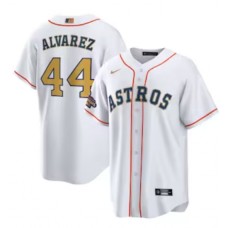 Men's Houston Astros #44 Yordan Alvarez Nike White Gold 2023 Gold Collection Replica Player Stitched Jersey