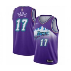 Men's Utah Jazz #17 Ed Davis Authentic Purple Hardwood Classics Basketball Stitched Jersey