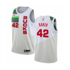 Men's Nike Milwaukee Bucks #42 Vin Baker White Swingman Jersey - Earned Edition