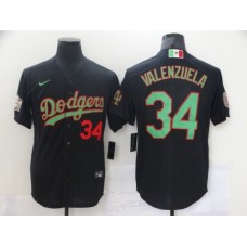 Men's Nike Los Angeles Dodgers #34 Fernando Valenzuela Black-Green 2020 World Series Stitched Jersey