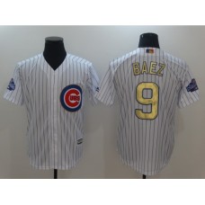 Men's Chicago Cubs #9 Javier Baez Authentic White Gold Program Flex Base Stitched Jersey