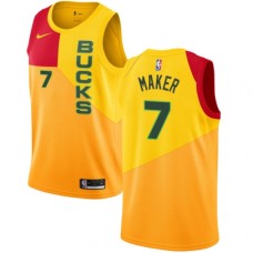 Men's Nike Milwaukee Bucks #7 Thon Maker Swingman Yellow NBA Jersey - City Edition