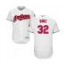 Men's Cleveland Indians #32 Zach Duke White Home Flex Base Authentic Collection Baseball Jersey