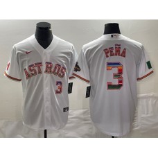 Men's Nike Houston Astros #3 Jeremy Pena White Color Stitche Cool Base Stitched Jersey