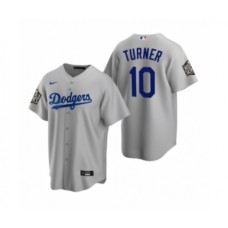 Men's Los Angeles Dodgers #10 Justin Turner Gray 2020 World Series Replica Stitched Jersey