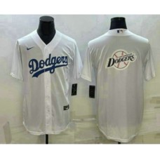 Men's Los Angeles Dodgers White Team Big Logo Cool Base Stitched Baseball Jersey1