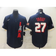 Men's Los Angeles Angels of Anaheim #27 Mike Trout Navy 2021 All-Star Game Replica Player Stitched Jersey