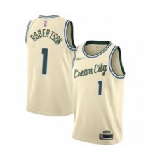 Men's Milwaukee Bucks #1 Oscar Robertson Swingman Cream Basketball Stitched Jersey - 2019 20 City Edition