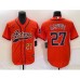 Men's Houston Astros #27 Jose Altuve Number Orange Cool Base Stitched Baseball Jersey