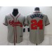 Men's Atlanta Braves #24 Deion Sanders Gray Nike MLB Stitched Jersey