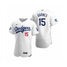 Men's Los Angeles Dodgers #15 Austin Barnes White 2020 World Series Champions Authentic Stitched Jersey