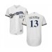 Men's Milwaukee Brewers #13 Tyler Saladino White Alternate Flex Base Authentic Collection Baseball Player Stitched Jersey