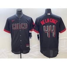 Men's Cincinnati Reds #44 Elly De La Cruz Black 2023 City Connect Cool Base Stitched Jersey