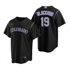 Men's Nike Colorado Rockies #19 Charlie Blackmon Black Alternate Stitched Baseball Jersey