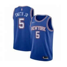 Men's New York Knicks #5 Dennis Smith Jr. Authentic Blue Basketball Stitched Jersey - Statement Edition