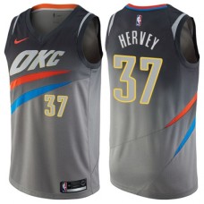 Men's Nike Oklahoma City Thunder #37 Kevin Hervey Swingman Gray NBA Jersey - City Edition