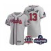 Men's Atlanta Braves #13 Ronald Acuna Jr. 2021 Gray World Series Champions With 150th Anniversary Flex Base Stitched Jersey