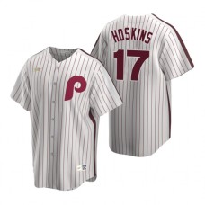 Men's Nike Philadelphia Phillies #17 Rhys Hoskins White Cooperstown Collection Home Stitched Baseball Jersey