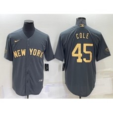 Men's New York Yankees #45 Gerrit Cole Grey 2022 All Star Stitched Cool Base Nike Jersey