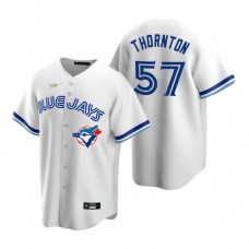 Men's Nike Toronto Blue Jays #57 Trent Thornton White Cooperstown Collection Home Stitched Baseball Jersey