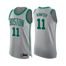 Men's Boston Celtics #11 Enes Kanter Authentic Gray Basketball Jersey - City Edition