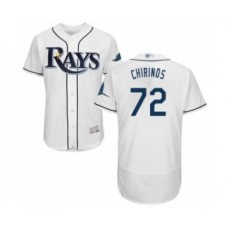 Men's Tampa Bay Rays #72 Yonny Chirinos Home White Home Flex Base Authentic Collection Baseball Player Stitched Jersey