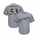 Men's Milwaukee Brewers #53 Brandon Woodruff Replica Grey Road Cool Base Baseball Jersey