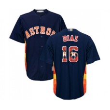 Men's Houston Astros #16 Aledmys Diaz Authentic Navy Blue Team Logo Fashion Cool Base Baseball Jersey