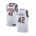 Men's Milwaukee Bucks #42 Robin Lopez Authentic White Fashion Hardwood Classics Basketball Jersey