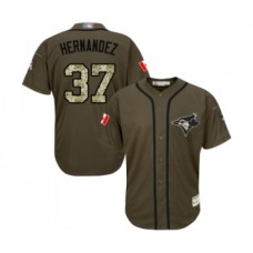 Men's Toronto Blue Jays #37 Teoscar Hernandez Authentic Green Salute to Service Baseball Jersey