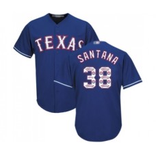 Men's Texas Rangers #38 Danny Santana Authentic Royal Blue Team Logo Fashion Cool Base Baseball Jersey