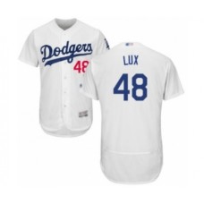 Men's Los Angeles Dodgers #48 Gavin Lux White Home Flex Base Authentic Collection Baseball Player Stitched Jersey