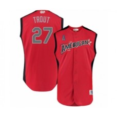 Men's Los Angeles Angels of Anaheim #27 Mike Trout Authentic Red American League 2019 Baseball All-Star Jersey