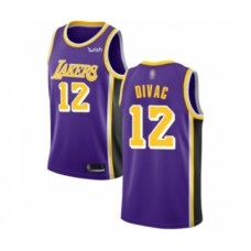 Men's Los Angeles Lakers #12 Vlade Divac Authentic Purple Basketball Jerseys - Icon Edition