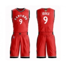 Men's Toronto Raptors #9 Serge Ibaka Swingman Red 2019 Basketball Finals Bound Suit Jersey - Icon Edition