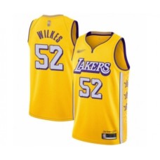 Men's Los Angeles Lakers #52 Jamaal Wilkes Swingman Gold 2019-20 City Edition Basketball Stitched Jersey