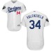 Men's Majestic Los Angeles Dodgers #34 Fernando Valenzuela White Home Flex Base Authentic Collection 2018 World Series MLB Jersey