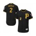 Men's Pittsburgh Pirates #2 Erik Gonzalez Black Alternate Flex Base Authentic Collection Baseball Jersey