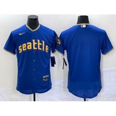 Men's Seattle Mariners Blank Blue 2023 City Connect Flex Base Stitched Jersey